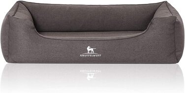 Ортопедичне велюрове ліжко для собак Knuffelwuff Leano XXL 120x85 см, чорне, знімний чохол, для великих, середніх і малих порід