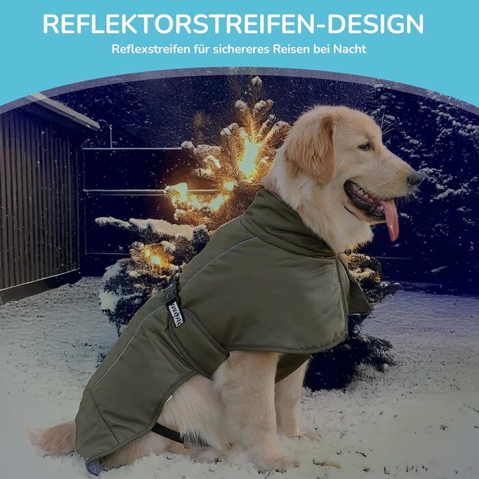 Зимовий теплий одяг для собак ALLSOPETS з відбиваючими елементами, розмір 3XL, армійний зелений