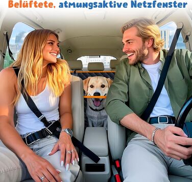 Водонепроникний килимок для собак у машину Heatail для заднього сидіння з боковими захисниками та сіткою, 135 x 148 см, чорний/помаранчевий