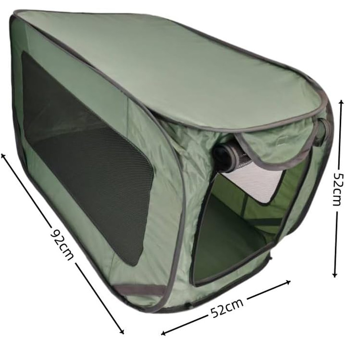 Складана переноска для собак та котів - 92x52x52 см, з подвійними дверцятами, Pop-Up, для великих, середніх та маленьких собак, легка, зручна у зберіганні (зелена)