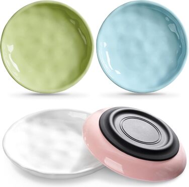 Набір мисок для котів з неслизьким дном, кераміка, анти-котячий пух, 4 шт. (гофрований стиль)