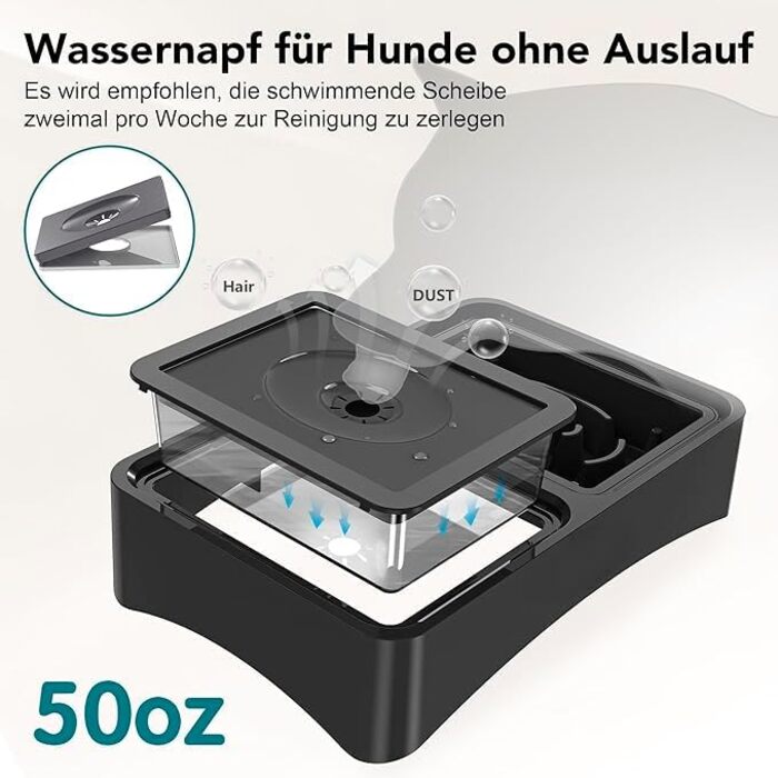 Підвищена годівниця для собак WS - 2-в-1 з регульованою висотою, анти-розливання, миска для корму та води без облизування (чорна)
