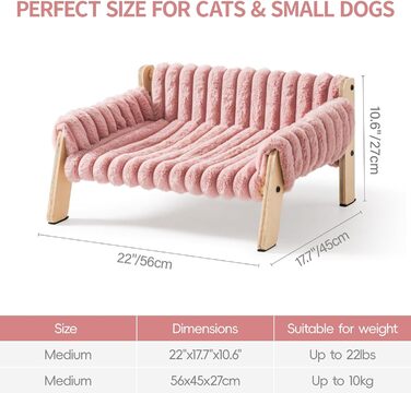 М'яке ліжко для котів EWOOFUN - велике, стабільне, знімне, 56x45 см (Рожевий, M)