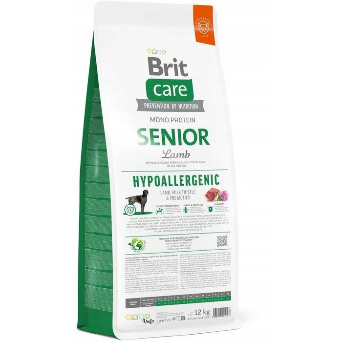 Сухий корм Brit Care Hypoallergenic Senior з ягнятиною для літніх собак, 12 кг