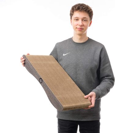 Когтеточка для котів CanadianCat Comet L XL, картон, з котячою м'ятою, 60x29x7 см, темно-сіра, дерев'яний дизайн