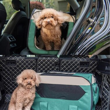 Складана переноска для собак та котів, 600D водонепроникна тканина, переноска для тварин для подорожей та дому, авто-переноска для котів та собак (Зелений, XL-80*56*56)