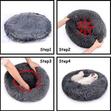 М'яке ліжко для собак Haoye, кругла подушка для домашніх тварин, ліжко для котів/собак, донат, мила ліжечко, коричнева, Ø 70 см, 7 розмірів