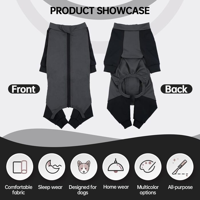 Комбінезон для собак, піжама для собак середніх порід, одяг після операції для Французького бульдога, Кокер-спанієля, Бігля (M, Сірий)