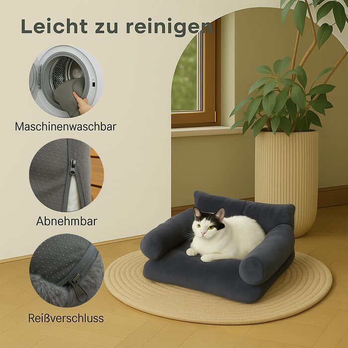 М'яке ліжко для котів та собак, зручне диванчик з неслизьким дном (Сірий, M)