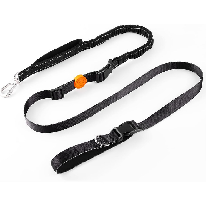 EVERKING 6-в-1 повідок для собак з поясом – повідь для бігу та прогулянок, з двома ручками, антишокова пружина, кріплення для авто, альтернатива шлейці та повідку (синій, сірий, блакитний, хакі, чорний)