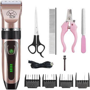 Професійний триммер для собак та котів Bjaf Dog Clipper Pro: тиха робота, 4 насадки, бездротовий, рожевий