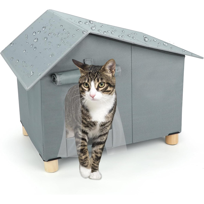 Складаємий водонепроникний будинок для котів на вулицю з м'яким килимком
