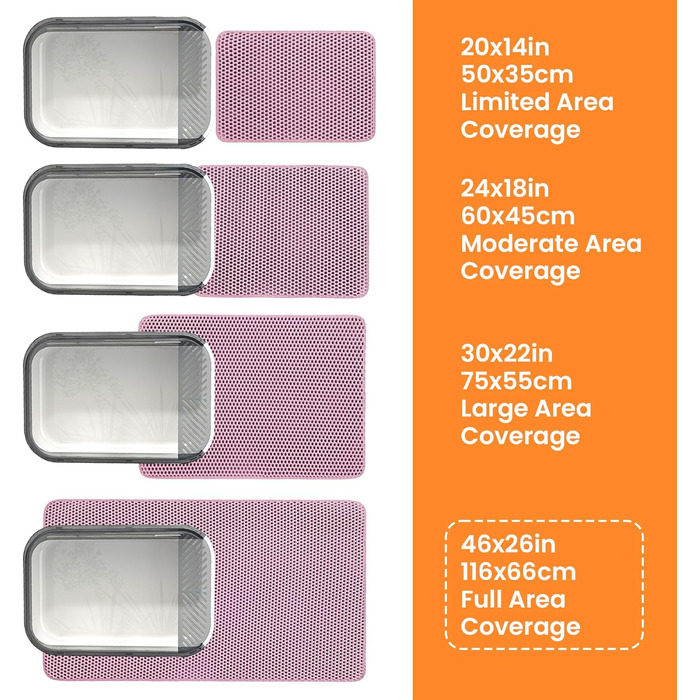 Килимок під лоток для котів Petinstinct, 116x66 см, XXL, рожевий