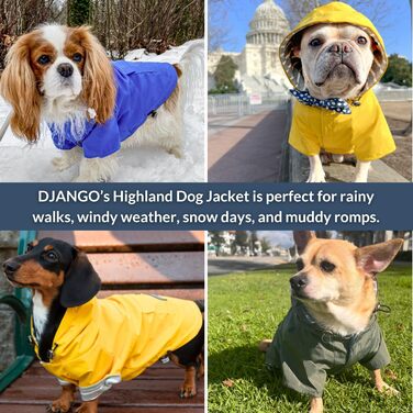 Водонепроникна куртка для собак DJANGO Highland, оливковий, розмір M, з капюшоном та отвором для шлейки