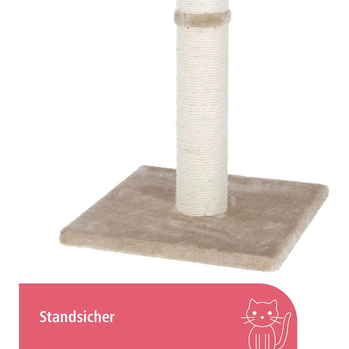 Дряпка для котів Kerbl Opal Maxi: кігтеточка з сизалю, 38x38x78 см, з м'ячиком, для малих та середніх котів