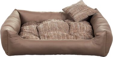Gutekissen® Лежанка для собак з екошкіри, лежанка-софа, лежанка для собак, подушка для собак, штучна шкіра, місце для сну собаки - довговічні матеріали, висока якість, EKO (S - 65x55, Бежевий) S - 65x55 Бежевий