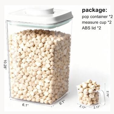 Контейнери для корму та ласощів для собак та котів, 2 шт, 4 л, з мірною ложкою, щільний Pop-кришка, пластикові контейнери для тварин