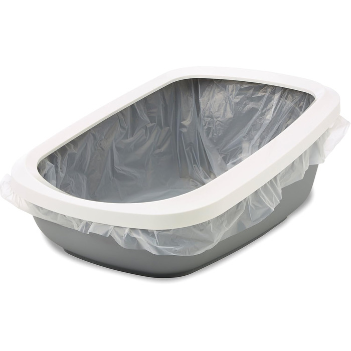 Туалет для котів з бортиком ASEO JUMBO, сірий/білий, 67,5×48,5×28 см