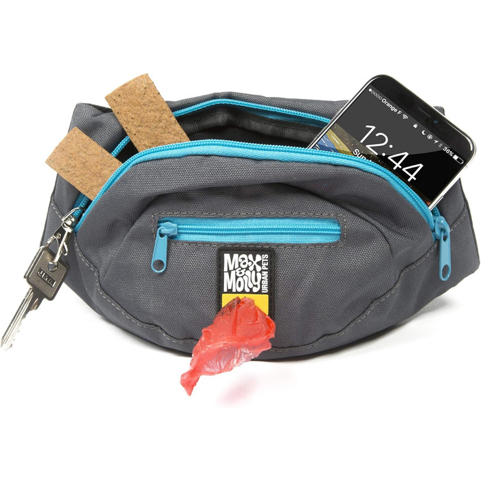 Сумка для тренування собак Max & Molly з декількома відділеннями, диспенсер для відходів, регульований розмір, блакитна