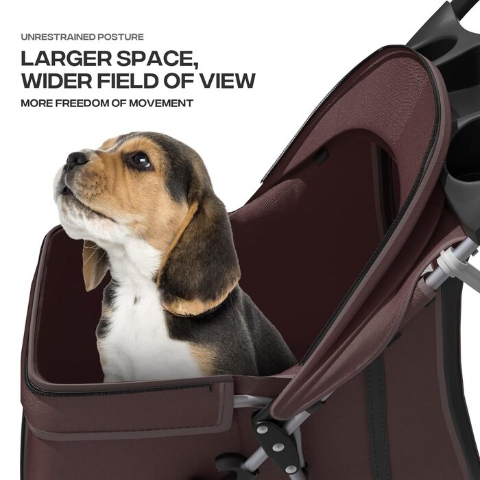 Візок для тварин: для собак та котів, 3 колеса, складна конструкція, з кошиком та тримачем для напоїв