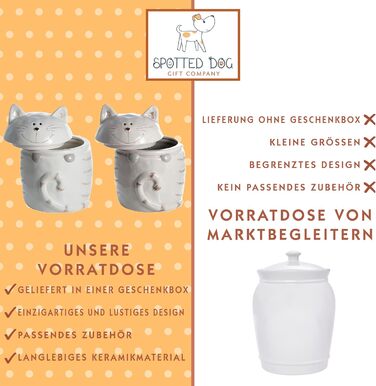 Набір керамічних контейнерів для зберігання Spotted Dog Gift Company, 2 шт. з кришкою, котячий дизайн, куховий декор, подарунок для любителів котів