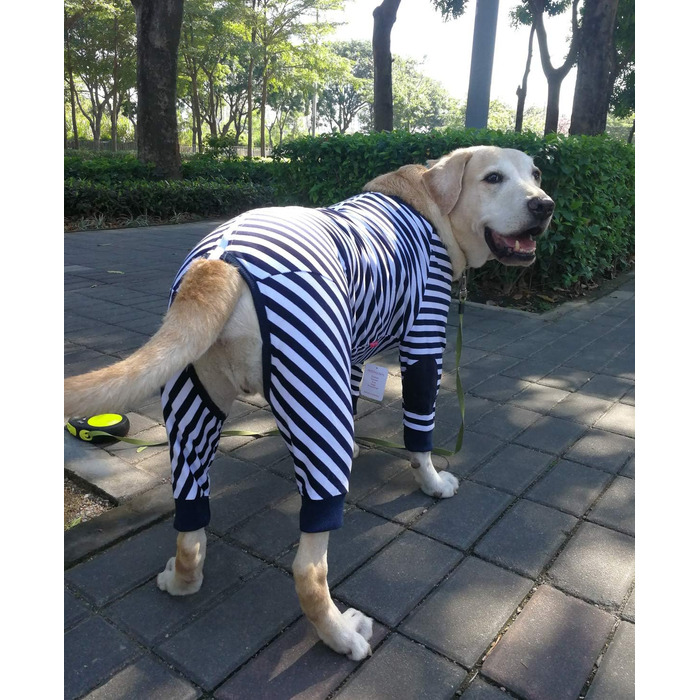 Піжама для собак, комбінезон, одяг для собак середнього та великого розміру, дихаючий, з блискавкою, м'яка бавовна