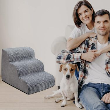 Сходи для маленьких собак Chic Threads, 3-ступенева драбина для високих ліжок і диванів, антиковзкі стабільні сходи для собак та котів для використання в приміщенні