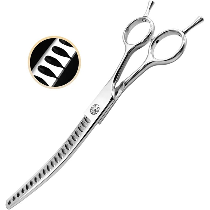 Професійна філірувальна ножиця Profi 7,5 дюймів для собак, котів та інших домашніх тварин. Ножиці для грумінгу з регулюванням натягу, нержавіюча сталь 440C (прорізування 60%-70%)