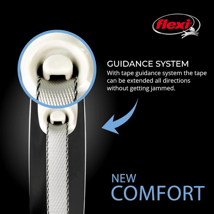 Рулетка для собак FLEXI New Comfort XS 3 м, до 12 кг, сіро-чорна, ергономічна, з міцною стрічкою