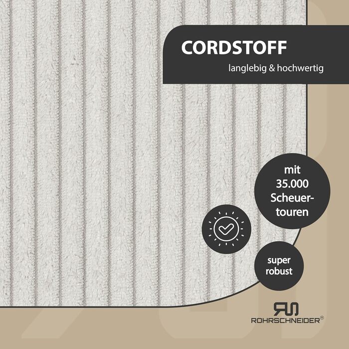 Килимок-ліжко для котів Rohrschneider з підігрівом, з антиковзною підкладкою, з тканини корд, 90 x 29 см (бежевий)