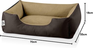 Лягушковий лежак для собак BedDog M - м'яке ліжко-корзина для маленьких собак, коричнево-бежевий, 70x55x18 см