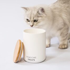 Герметична коробка для сухого корму для котів LucyBalu® | Контейнер для зберігання котячого корму | Біла банка для корму та ласощів
