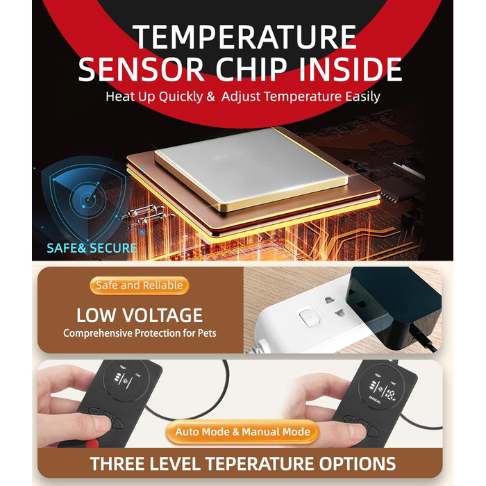 Електричний нагрівальний килимок для собак та котів з регулюванням температури, сірий