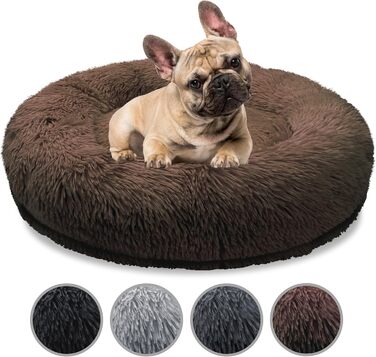 Ортопедичне ліжко для собак середніх порід, 70 см. Квадратне, з ефектом пам'яті, м'яке, з штучним хутром. Колір: Кофе.