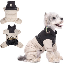 Водонепроникний зимовий одяг для собак PETCUTE: тепла куртка з D-кільцем для малих, середніх та великих собак. Теплий одяг для собак у холодну погоду, бежевий, L