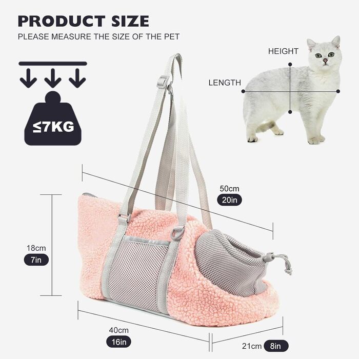 PETCUTE Сумка-переноска для собак та котів, рожева. Дихаюча переноска для маленьких та середніх тварин з регульованим дном та страхувальним ремінцем