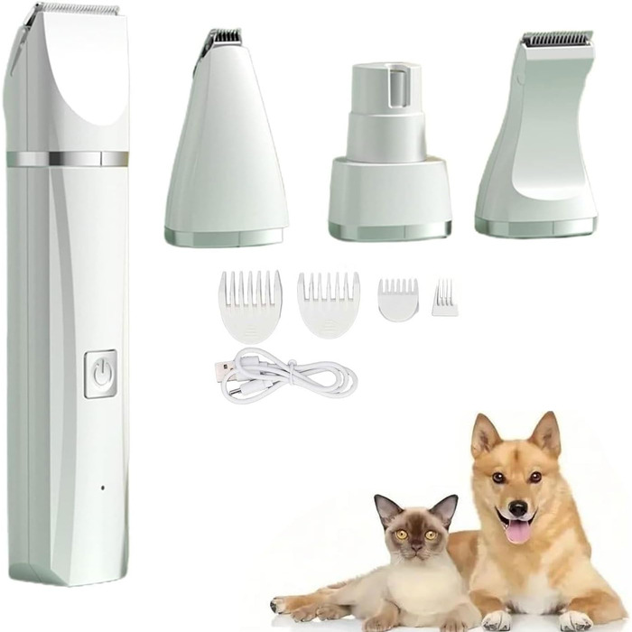 Набір для грумінгу тварин Tickle Paw 4-в-1: тример для шерсті, машинка для стрижки, шліфувальник для нігтів для котів та собак (зелений)