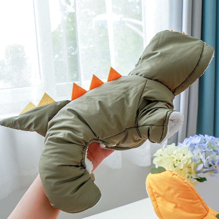 Теплий костюм-худі для собак 'Дінозавр' (зелений, L)