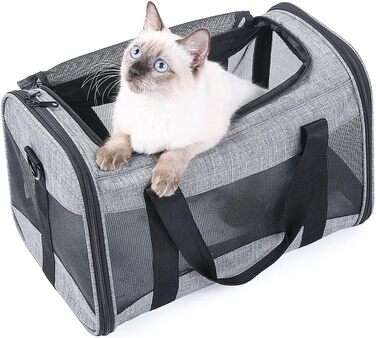 Транспортна сумка для собак та котів GUOCU, сіра, 44x28x28 см, складна, дихаюча