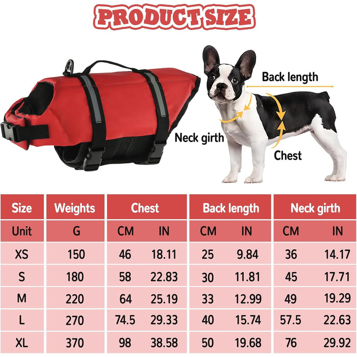 Жилет рятувальний для собак FainFun Orange, для малих та великих, регульований розмір, Ripstop, світловідбивачі, сильний плавучість