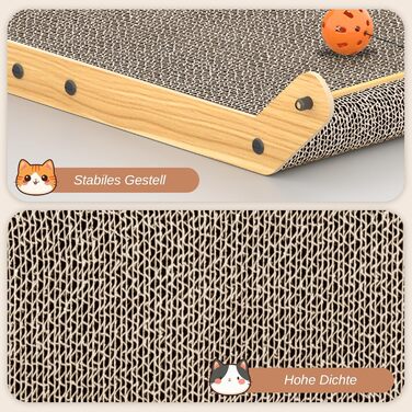 Кігтеточка для котів Dogat L-подібна, 68 см, з м'ячиком, захист меблів, картон