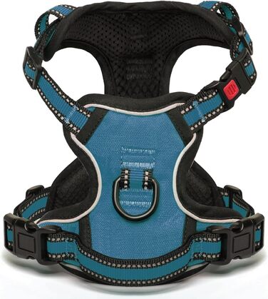 Нашийник для собак BaoCheng Anti Pull, дихаюча сітка, 3 пряжки, безпека, полегшення кашлю, світловідбиваючий, M, темно-зелений