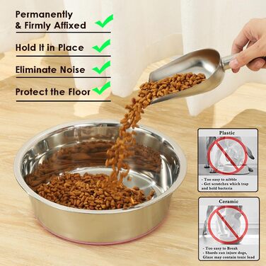 WEDAWN Набори мисок для собак та котів з нержавіючої сталі, 2 шт., 2500 мл, з гумовою основою, 26 см