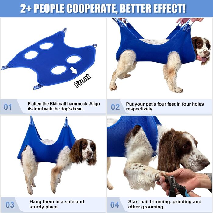 Ккіімат Гамак для догляду за тваринами 5-в-1, дихаючий, для малих та середніх тварин, помічник для купання, миття, догляду та стрижки нігтів (блакитний), Medium/до 16 кг