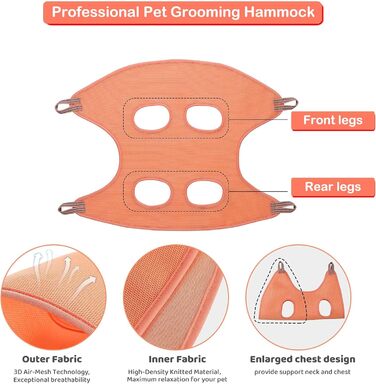 Набір для догляду за собаками та котами Allazone: гамак, триммер, щітка, інструмент для стрижки нігтів, аксесуари для купання (помаранчевий)