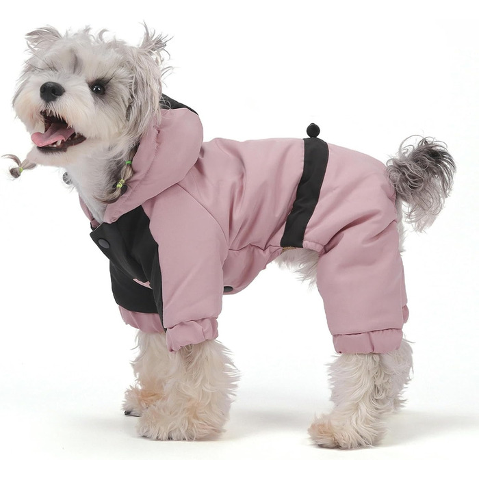 Зимовий теплий костюм для собак маленьких порід з капюшоном, водонепроникний, теплий, з підкладкою з графеновим утеплювачем, рожевий, XL