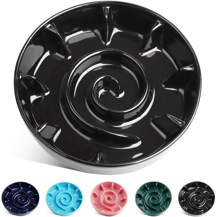 Миска для собак з кераміки Slow Feeder, 2 чашки, рожево-чорна, для середніх порід, сприяє звикання до повільного годування, 8 дюймів