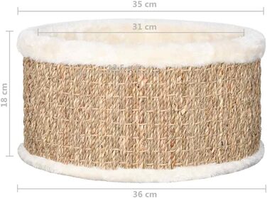 Кігтечка для котів VidaXL Кругла 36 см з морської трави - ліжко для котів та собак