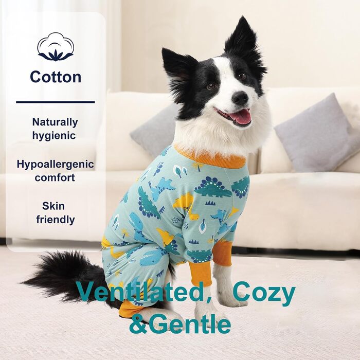 Захисний боді для собак після операції FeimaX: захист від лизання, дихаючий, для собак після кастрації (дівчата та хлопці), альтернатива електронного нашийника, для великих та середніх собак, дизайн динозавр