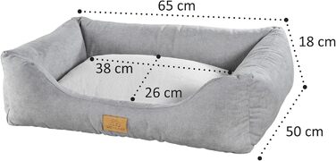Крісло-ліжко для собак Tagträumer Joy, сіре, 60x50x18 см, м'яке, ергономічне, для маленьких собак, знімний чохол з короткого хутра
